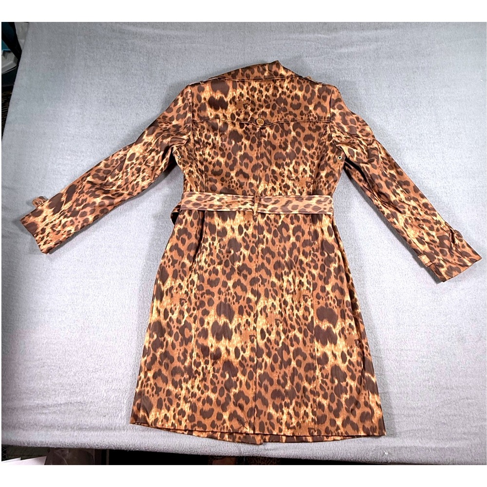 Kenneth Cole Reaction Leopard Print Trench Coat Belted Medium G-III Apparel Glam - Picture 6 of 13